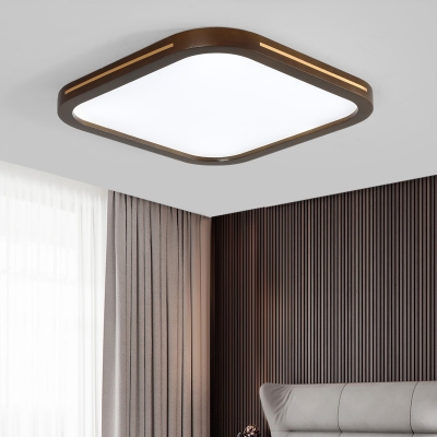 Nordic LED Flush Mount Ceiling Fixture Dark Brown Geometric Flush Light with Acrylic Shade