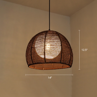 Nordic Style Handcrafted Ceiling Lighting Hemp Rope 1 Bulb Restaurant Hanging Lamp