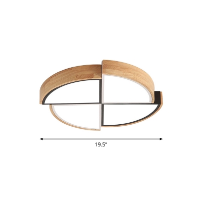 Pinwheel Shaped Led Flush Ceiling Light Nordic Wooden Bedroom Flush Mount Lamp with Acrylic Diffuser
