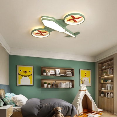 Plane Childrens Bedroom Ceiling Light Metal LED Creative Flush Mount Light Fixture