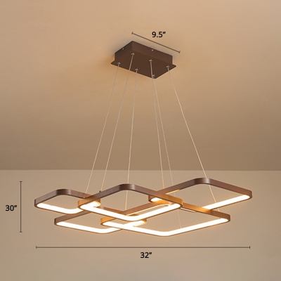 Rhombus Frame Metallic LED Ceiling Lighting Modern Coffee Chandelier Light for Living Room