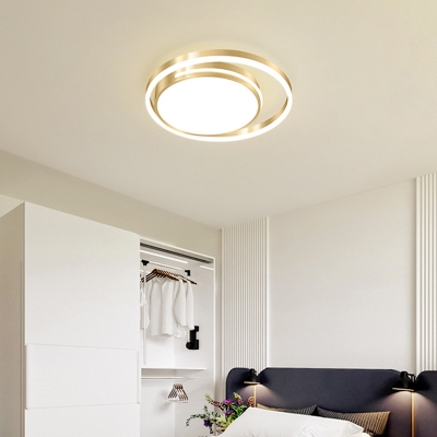 Round Flush Mount Lighting Minimalist Metallic Bedroom LED Flush Mount Fixture in Gold