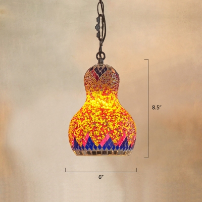 Stained Glass Gourd Shaped Pendant Lighting Turkish 1 Head Restaurant Ceiling Light Fixture