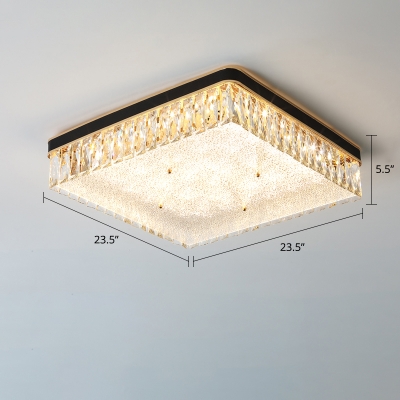 Textured Glass Geometric Ceiling Mount Light Modern LED Flush Light with K9 Crystal Deco