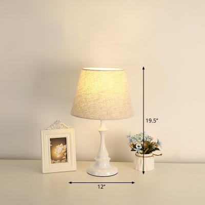 1-Bulb Nightstand Lighting Vintage Bedroom Night Table Light with Fabric Empire Shade