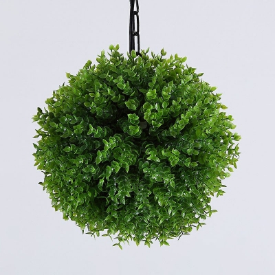 1-Light Globe Plant Suspension Lamp Industrial Green Metallic Pendant Light for Restaurant