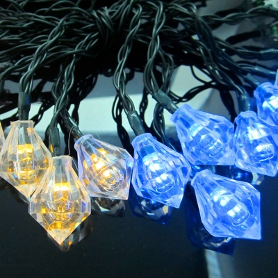 16.4ft Diamond LED Fairy Lighting Decorative Plastic 20 Bulbs Courtyard Solar String Light in Black