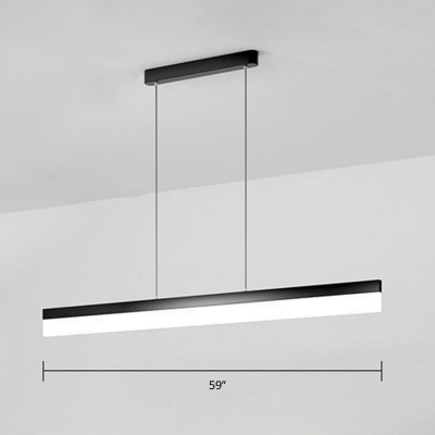 Acrylic Bar-Shaped Pendant Light Simplicity Black LED Chandelier Lamp for Office