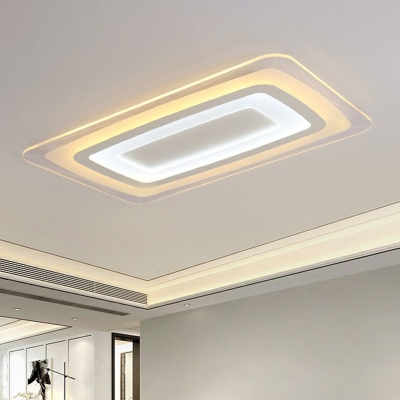 Acrylic Rectangle Flush Mount Ceiling Fixture Simple White LED Flush Light for Living Room