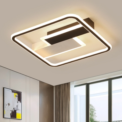 Acrylic Square LED Flush Mount Light Simplicity Black and White Flush Mount Ceiling Light
