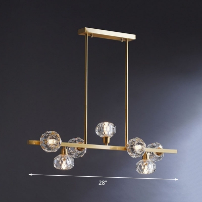 Ball Faceted-Cut Crystal Island Lamp Modern Style Hanging Light Fixture for Dining Room