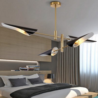 Bedroom Chandelier Postmodern Ceiling Pendant Light with Bias-Cut Metal Shade and Swivelable Arm