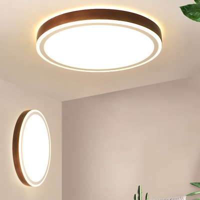 Brown Circular Flushmount Light Nordic LED Acrylic Flush Mount Ceiling Light for Bedroom