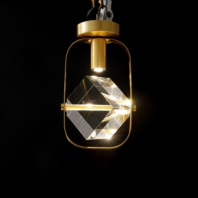 Cubic Clear K9 Crystal LED Flushmount Light Simple Golden Mini Ceiling Light for Corridor