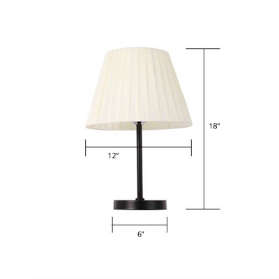 Empire Shade Bedside Nightstand Lamp Pleated Fabric 1-Light Simplicity Table Lighting