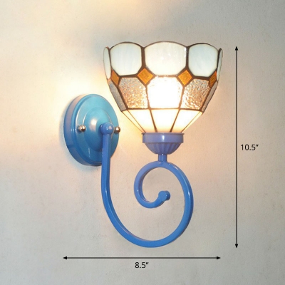 Floral Wall Light Sconce 1-Light Glass Mediterranean Wall Lamp with Swirling Arm