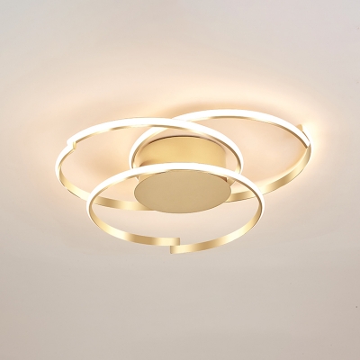 Gold Circular Flush Ceiling Light Contemporary Aluminum LED Flush Mount Lighting Fixture