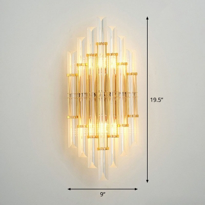 Gold Geometric Wall Mount Lamp Postmodern Clear Glass Rod Sconce Lighting for Dining Room