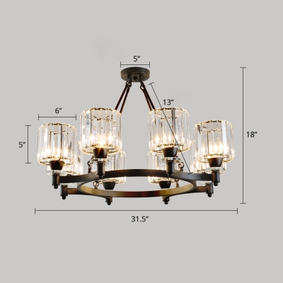 Living Room Chandelier Postmodern Style Pendant Light with Cylinder Crystal Shade
