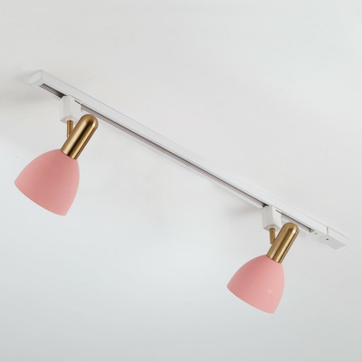 Macaron Bowl Shade Spotlight Semi Flush-Mount Metal Living Room Ceiling Track Lighting