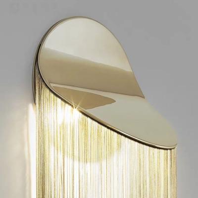 Metal Chain Fringe Wall Sconce Art Deco 1-Light Gold Finish Wall Mount Lamp for Living Room