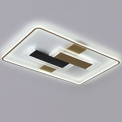 Modern Geometrical LED Flush Mount Acrylic Bedroom Flushmount Ceiling Light in Gold-Black