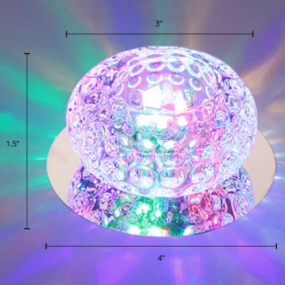 Modern Mini Circular Ceiling Lamp Crystal Hallway LED Flush Mount Light Fixture in Clear