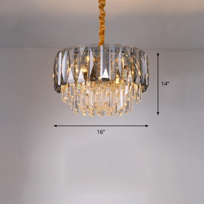 Modern Style Tiered Pendant Chandelier Clear and Smokey Crystal Bedroom Pendant Light Fixture