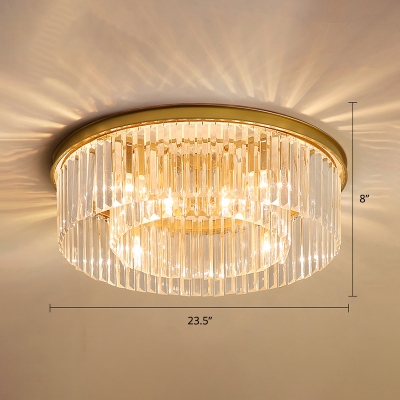 Multi-Layer Flush Mount Light Postmodern Crystal Rod Ceiling Lamp for Living Room