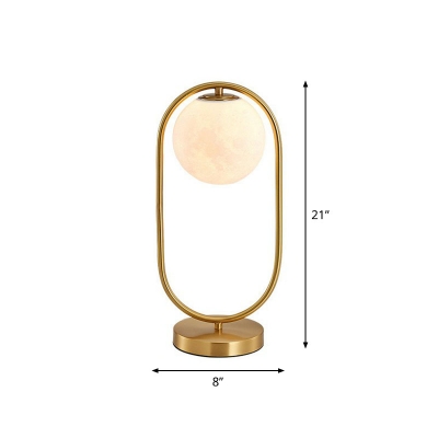 Nordic Style Ball Shade Nightstand Lamp Planet Glass Bedside LED Table Lighting in Gold