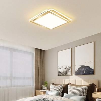 Nordic Style Rectangular LED Flush Mount Light Acrylic Living Room Flush Mount Ceiling Light in Gold