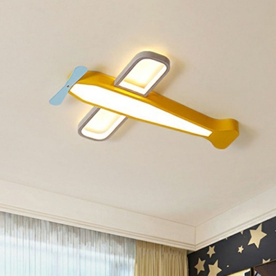 Plane Metallic LED Flushmount Light Kids Flush Mount Ceiling Lighting Fixture for Nursery