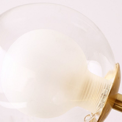 Postmodern Symmetric Island Lighting Ball Glass 6 Heads Dining Room Suspension Lamp in Brass