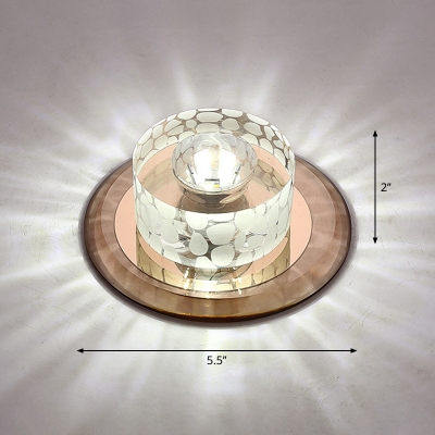 Round Crystal Led Flush Mount Ceiling Light Fixture Minimalist Flushmount Lighting for Corridor