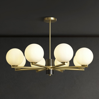 Sphere Cream Glass Chandelier Postmodern Gold Finish Hanging Light for Living Room