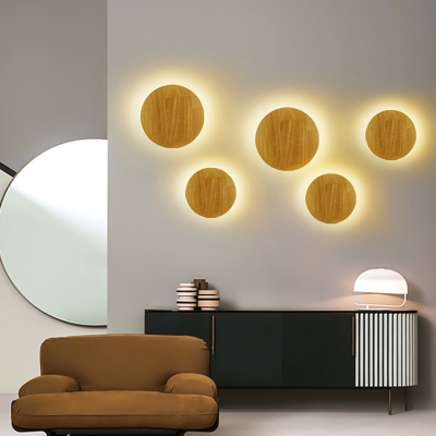 Ultrathin Wooden Wall Mount Lamp Art Deco LED Surface Wall Sconce for Living Room