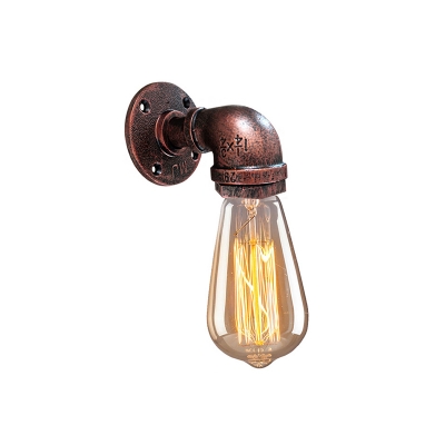 Vintage Water Pipe Wall Light Fixture Single-Bulb Iron Wall Mounted Lamp for Corridor