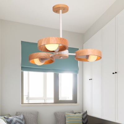 Wood Ring Chandelier Light Fixture Nordic Style Hanging Pendant Light for Bedroom
