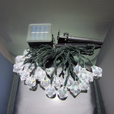 16.4ft Diamond LED Fairy Lighting Decorative Plastic 20 Bulbs Courtyard Solar String Light in Black