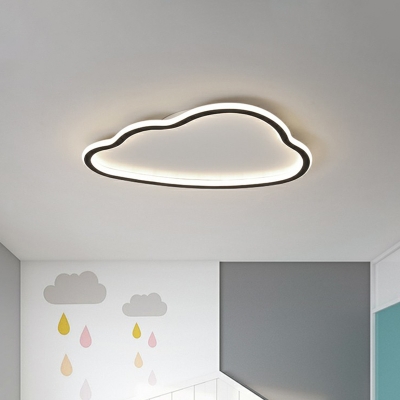 Aluminum Cloud Shaped Ceiling Mount Light Cartoon Black LED Flush Light Fixture for Bedroom