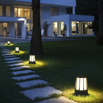 Aluminum Tapered Lawn Lamp Modern Single-Bulb Matte Black Ground Light for Courtyard