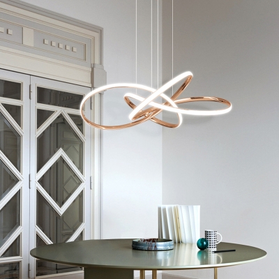 Art Deco Floral Chandelier Pendant Light Aluminum Dining Room LED Hanging Lamp Kit