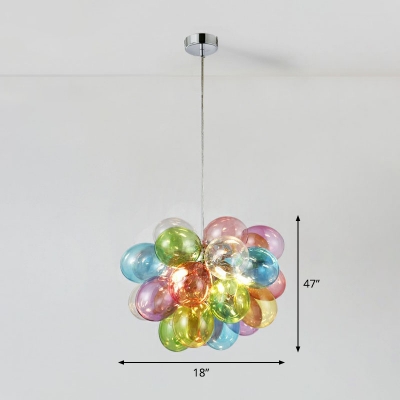 Bubble Colored Glass Chandelier Light Simplicity Stainless-Steel LED Pendant Light for Child Room