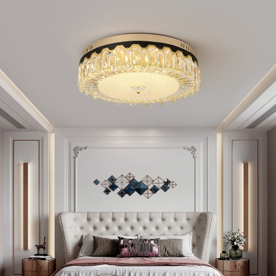 Clear Round Flushmount Light Modern Crystal Led Flush Mount Ceiling Fixture for Bedroom