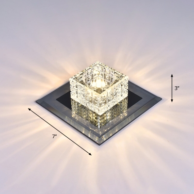 Cube Small Corridor Flush Mount Lighting Clear Crystal Modern LED Ceiling Mounted Lamp