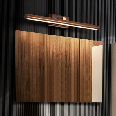 Dark Wood Tube LED Vanity Lighting Nordic Acrylic Adjustable Wall Mount Lamp for Bathroom