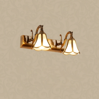 Flared Beveled Glass Sconce Lighting Simplicity Bathroom Vanity Light Fixture in Brass