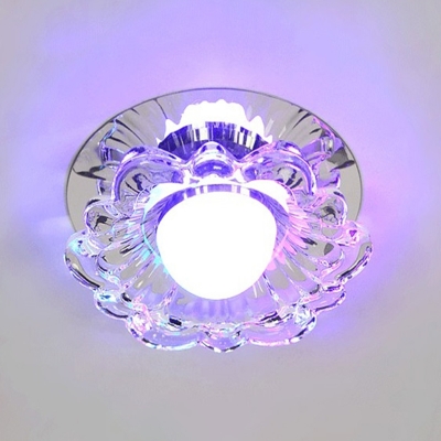 Flower Aisle Spotlight Ceiling Lamp Crystal Minimalist LED Flush Mounted Light in Clear