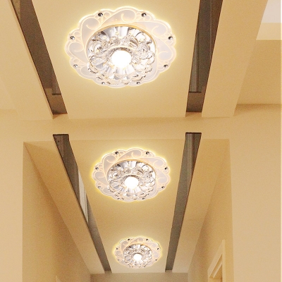 Flower Corridor Surface Mounted Led Ceiling Light Crystal Modernist Flush Mounted Light in Clear