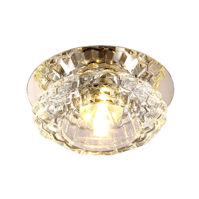 Flower Flush Mount Lighting Contemporary Crystal Clear LED Ceiling Mounted Fixture for Hall
